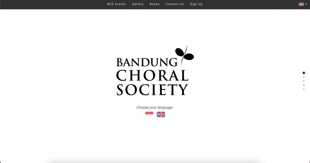 screenshot of Bandung Choral Society website